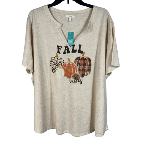Maurice’s 3X-Large T-Shirt Top Fall Vibes Pumpkins V-Neck Stretch Short Sleeves - Picture 1 of 7